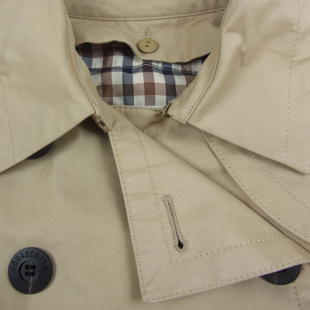 Aquascutum アクアスキュータム 1751000-83 83型 ホワイトレーベル クリーニング済み 裏地チェック 着脱可能ウールライナー付き トレンチコート ベージュ系 6【中古】