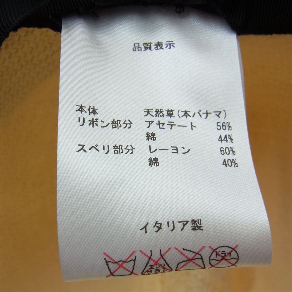 ボルサリーノ イタリア製 ストロー リボン 中折れ パナマハット オフホワイト系 L【美品】【中古】