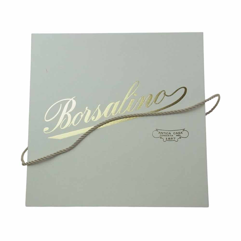 ボルサリーノ イタリア製 ストロー リボン 中折れ パナマハット オフホワイト系 L【美品】【中古】