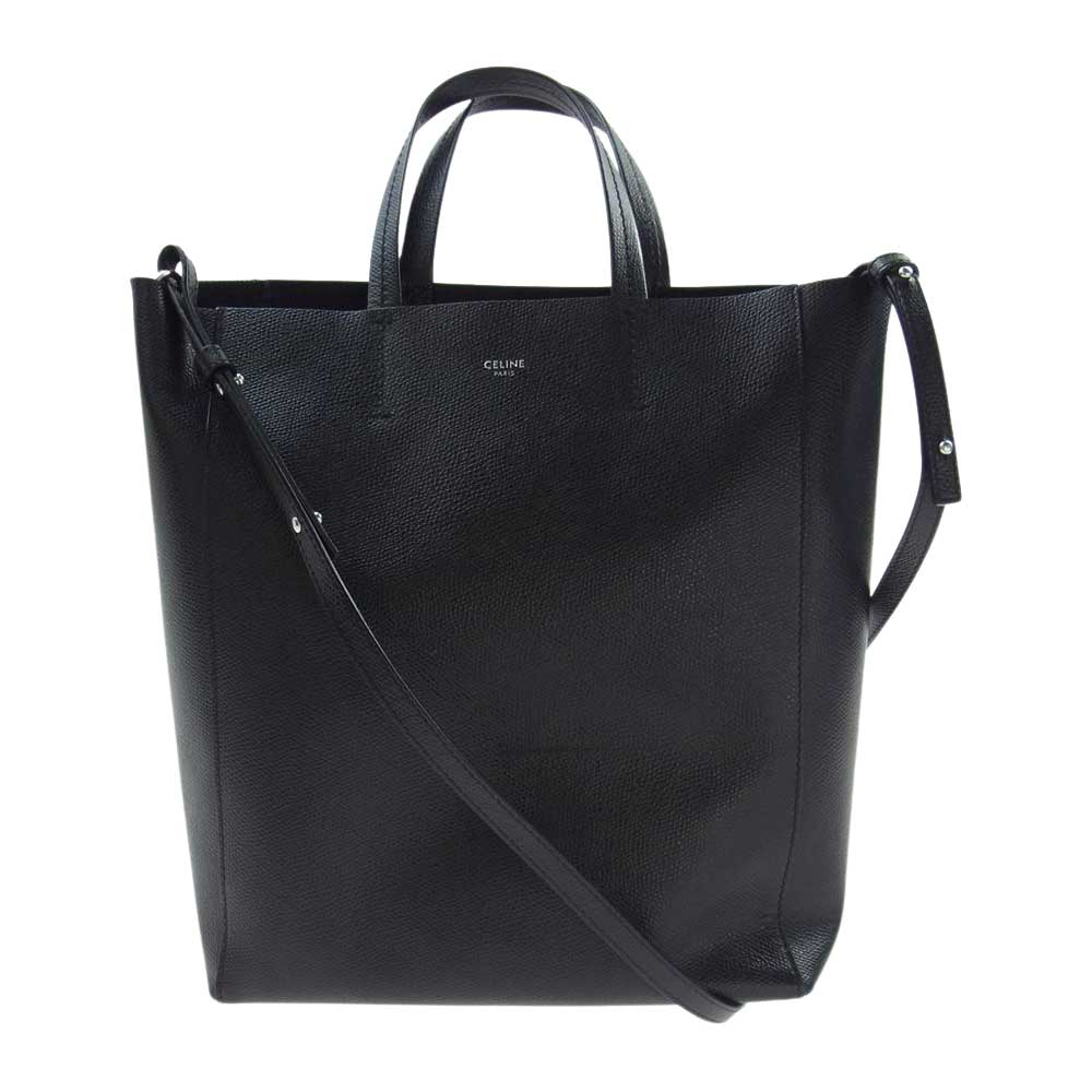 CELINE セリーヌ バーティカル カバ スモール レザー 2WAY ショルダーバッグ ブラック系【中古】
