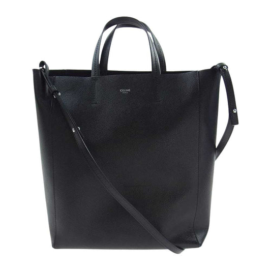 CELINE セリーヌ バーティカル カバ スモール レザー 2WAY ショルダーバッグ ブラック系【中古】