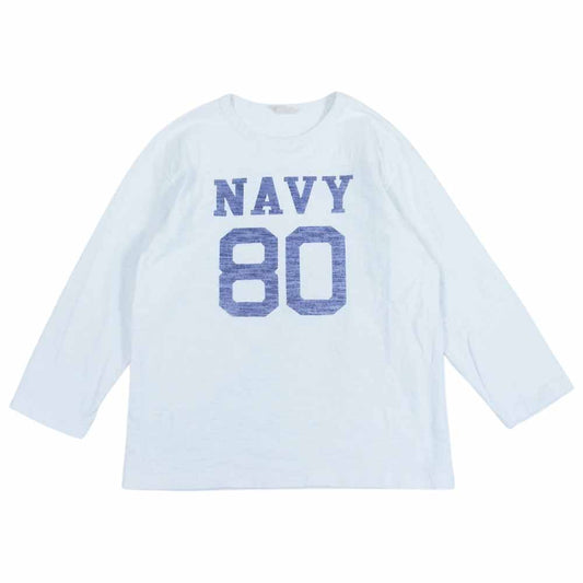 The REAL McCOY'S ザリアルマッコイズ MILITARY FOOTBALL 七分袖Tシャツ NAVY 80 カットソー ホワイト系 M【中古】