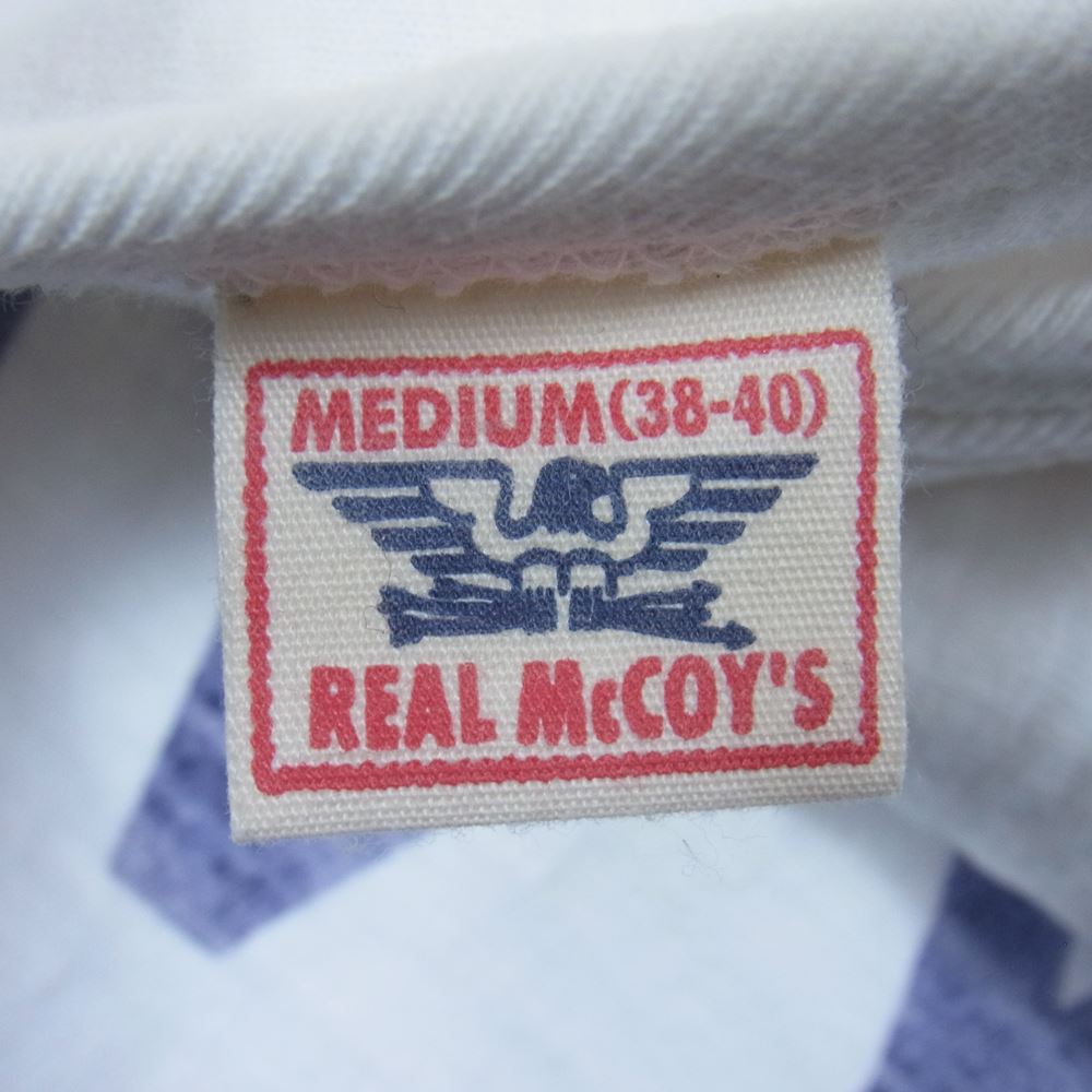 The REAL McCOY'S ザリアルマッコイズ MILITARY FOOTBALL 七分袖Tシャツ NAVY 80 カットソー ホワイト系 M【中古】