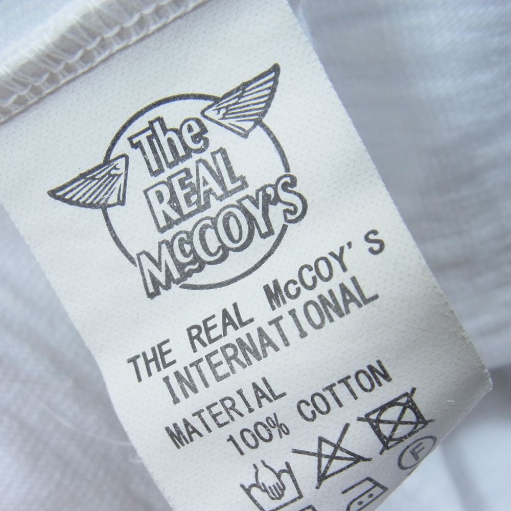 The REAL McCOY'S ザリアルマッコイズ MILITARY FOOTBALL 七分袖Tシャツ NAVY 80 カットソー ホワイト系 M【中古】
