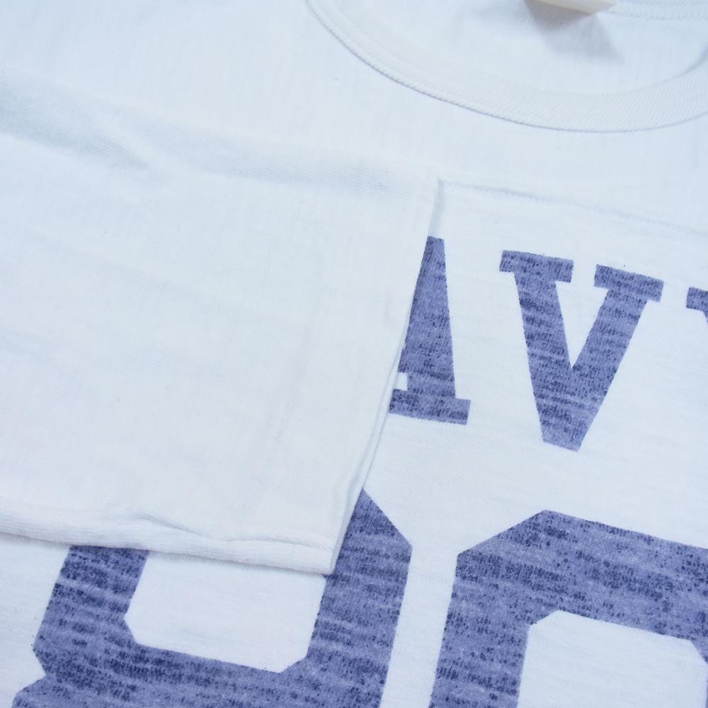 The REAL McCOY'S ザリアルマッコイズ MILITARY FOOTBALL 七分袖Tシャツ NAVY 80 カットソー ホワイト系 M【中古】