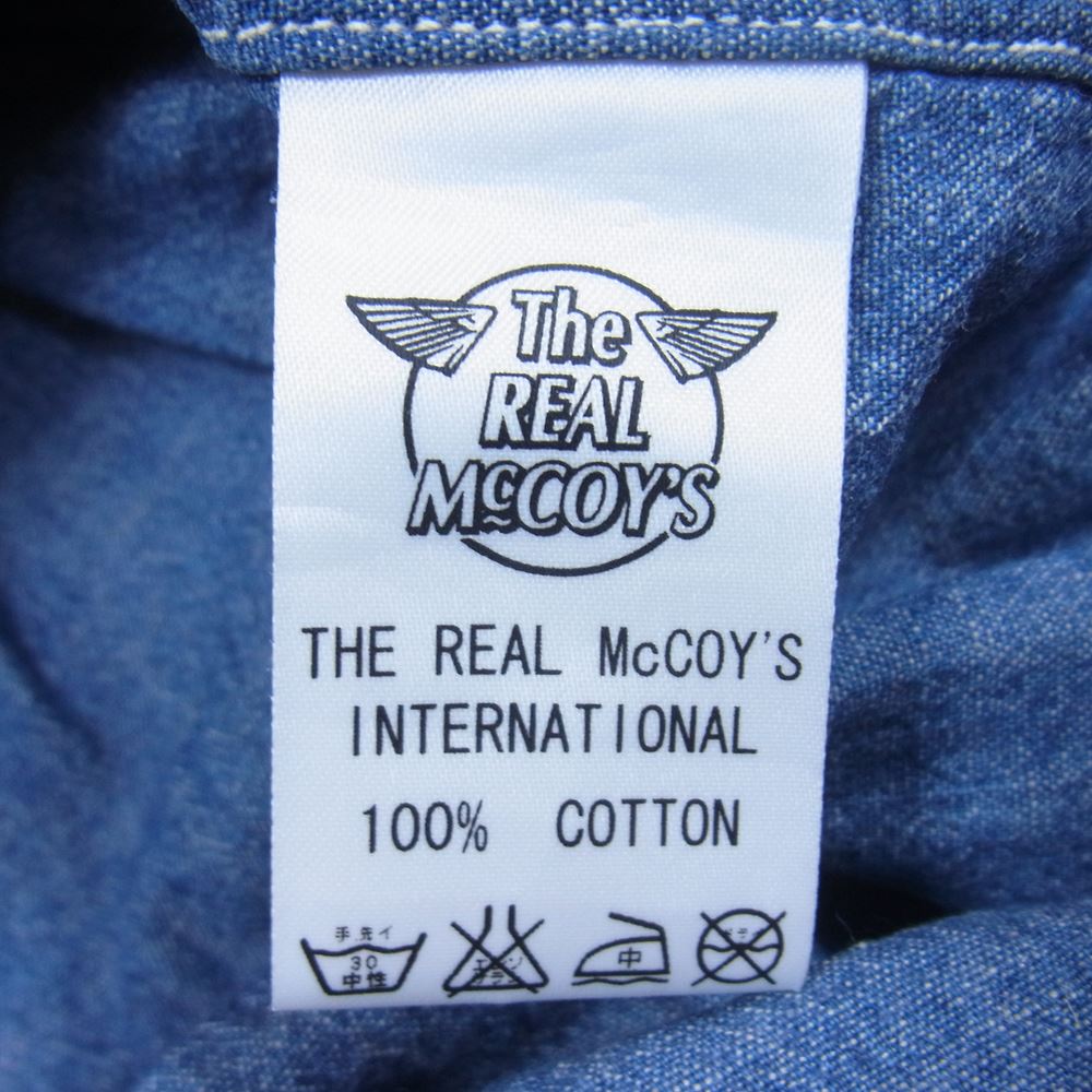 The REAL McCOY'S ザリアルマッコイズ DOUBLE DIAMOND ダブルダイヤモンド スタンドカラー シャンブレー シャツ インディゴブルー系 表記無し【中古】