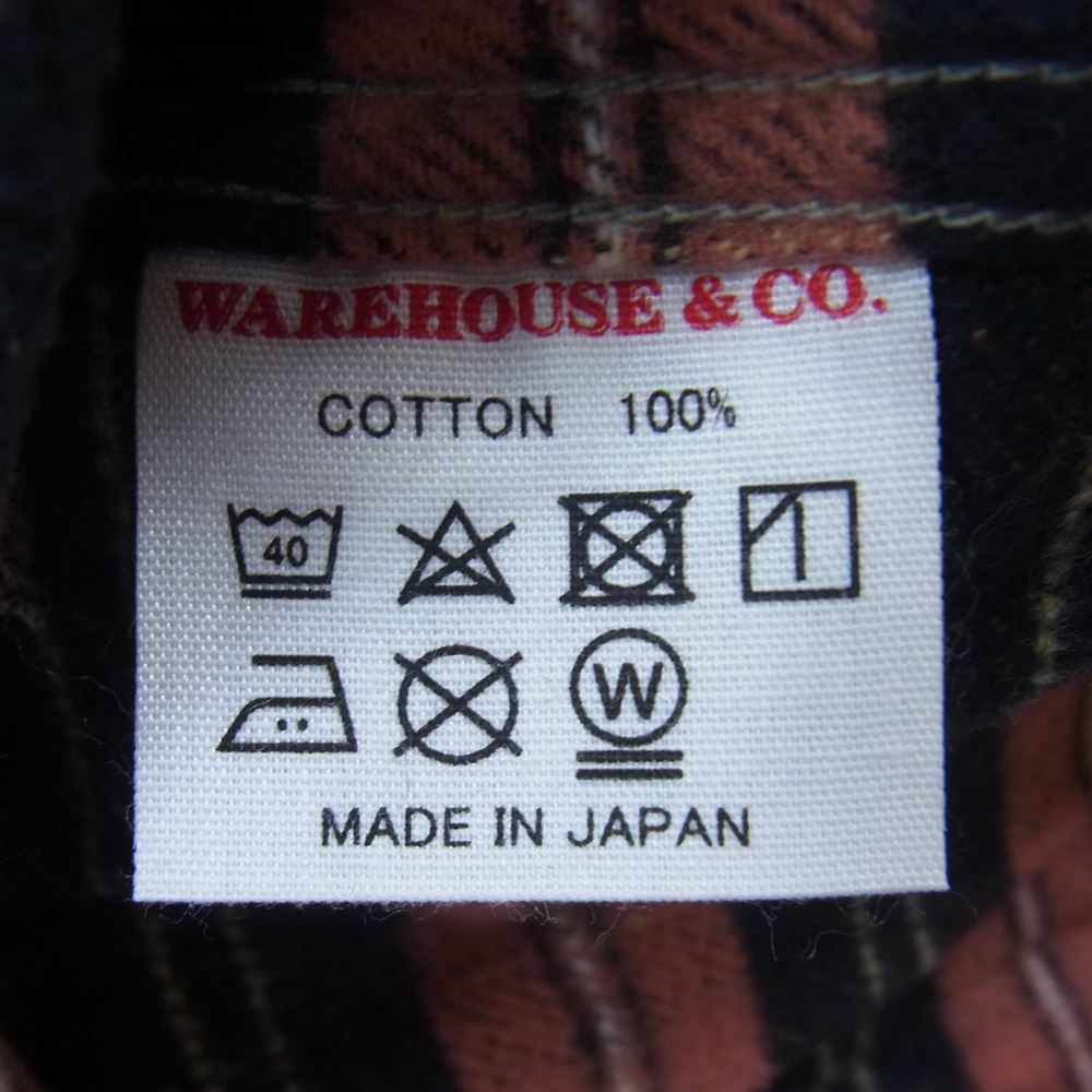 WAREHOUSE ウエアハウス DUCK DIGGER ヘビーネル チェック シャツ ピンク系 ブラウン系 38【中古】