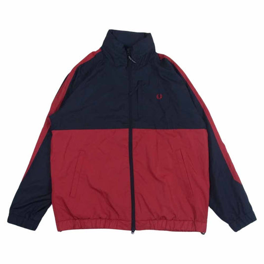 FRED PERRY フレッドペリー F2585 ZIP THROUGH JACKET ジップ スルー ジャケット ウィンドブレーカー ダークネイビー系 レッド系 M【中古】