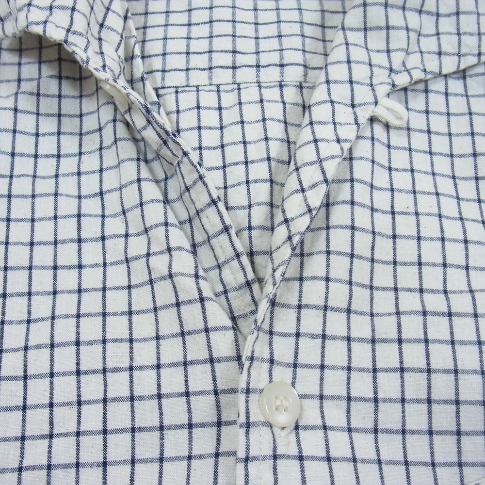 WAREHOUSE ウエアハウス DUCK DIGGER オープンカラー チェック 半袖 シャツ オフホワイト系 40【美品】【中古】