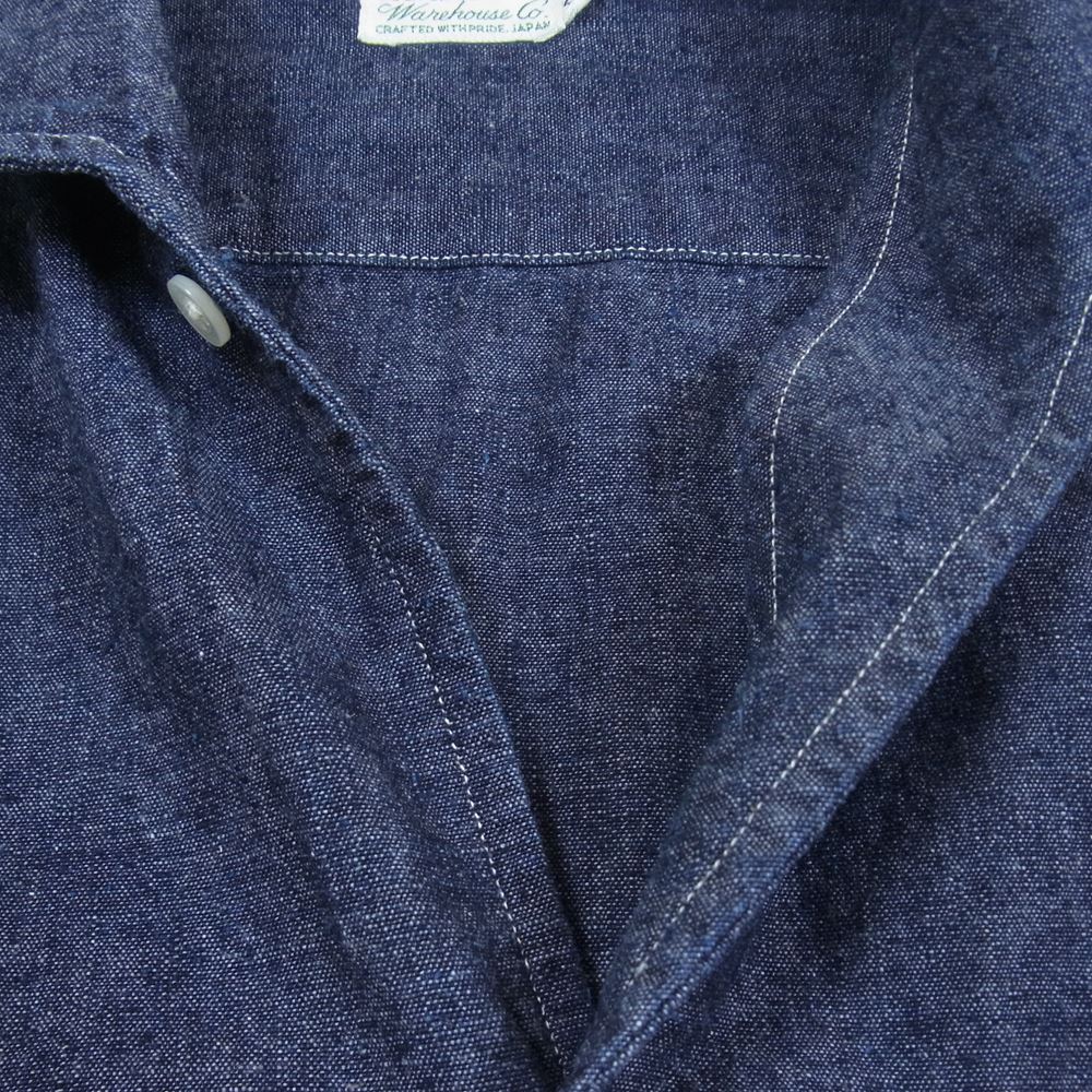 WAREHOUSE ウエアハウス DUCK DIGGER オープンカラー デニム 半袖 シャツ インディゴブルー系 42【美品】【中古】