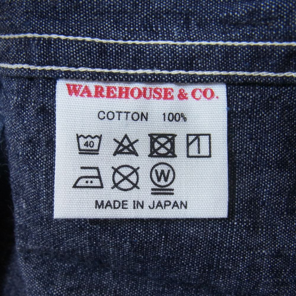WAREHOUSE ウエアハウス DUCK DIGGER オープンカラー デニム 半袖 シャツ インディゴブルー系 42【美品】【中古】