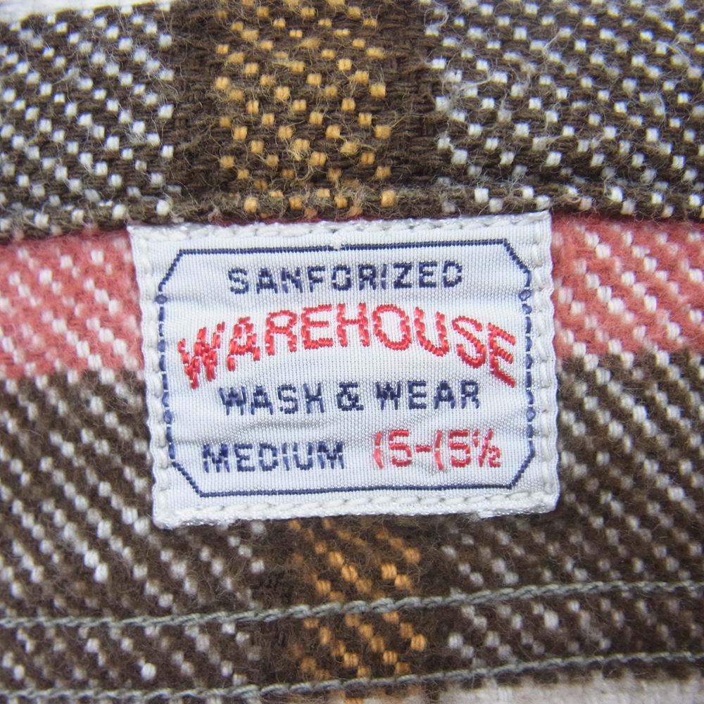 WAREHOUSE ウエアハウス FLANNEL SHIRTS ヘビーネル チェック シャツ ブラウン系 M【中古】