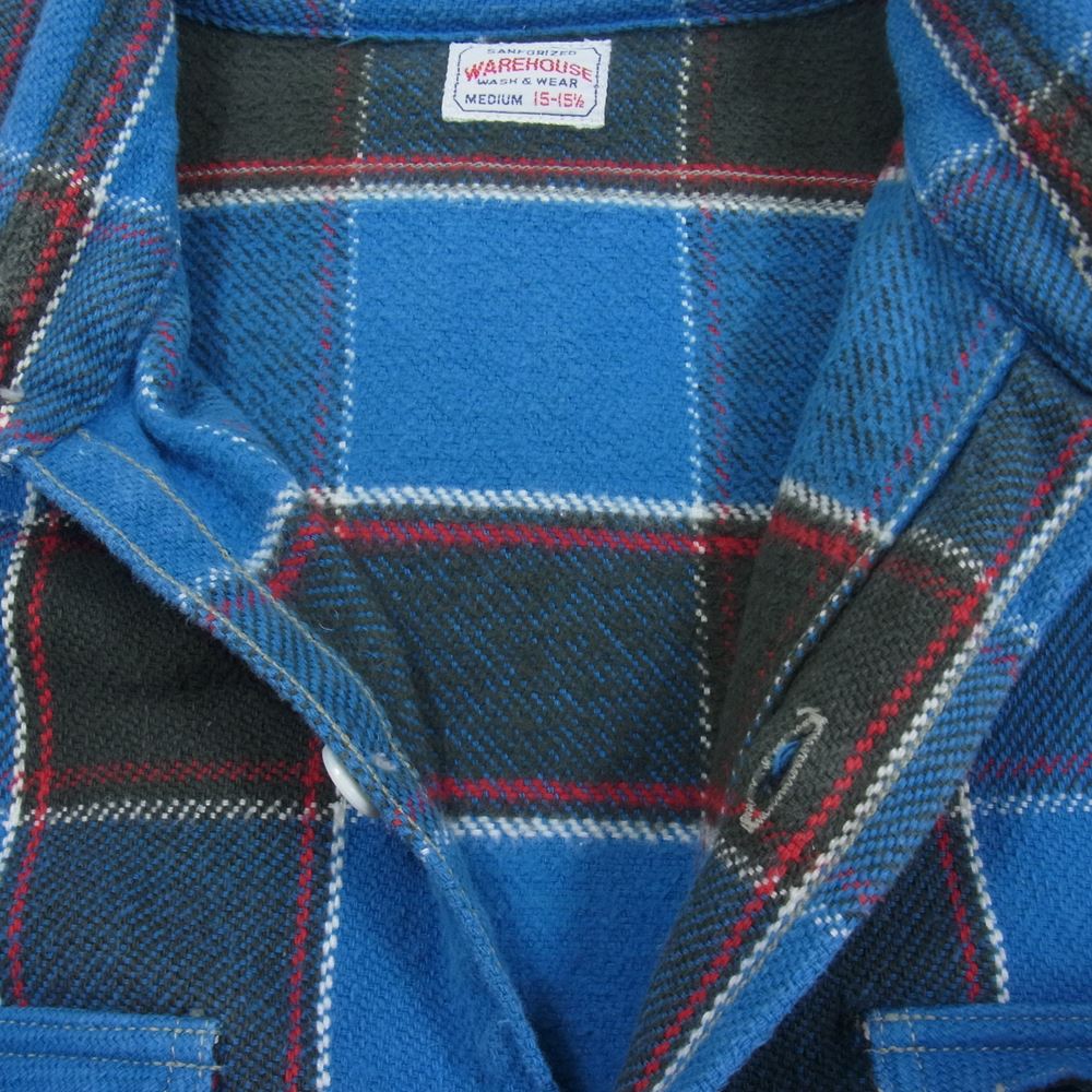 WAREHOUSE ウエアハウス FLANNEL SHIRTS ヘビーネル チェック シャツ ブルー系 M【中古】