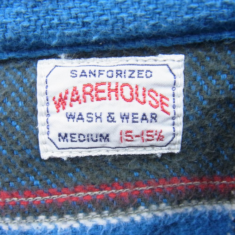 WAREHOUSE ウエアハウス FLANNEL SHIRTS ヘビーネル チェック シャツ ブルー系 M【中古】