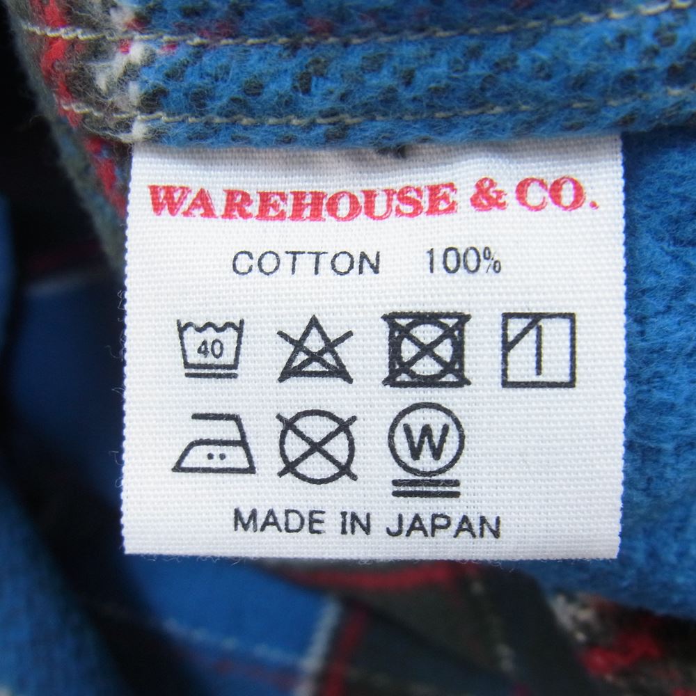 WAREHOUSE ウエアハウス FLANNEL SHIRTS ヘビーネル チェック シャツ ブルー系 M【中古】