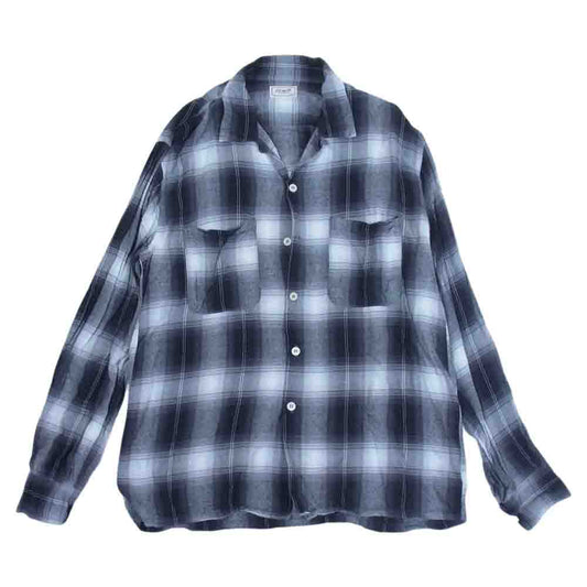 The REAL McCOY'S ザリアルマッコイズ オンブレ チェック レーヨン オープンカラー シャツ ブラック系 S【中古】