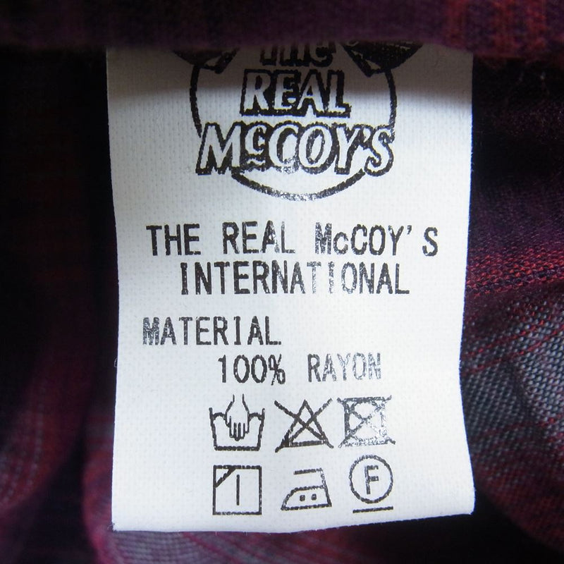 The REAL McCOY'S ザリアルマッコイズ オンブレ チェック レーヨン オープンカラー シャツ レッド系 S【中古】