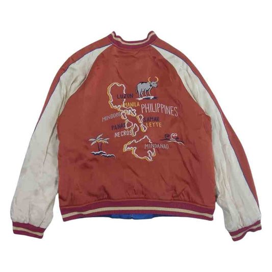 The REAL McCOY'S ザリアルマッコイズ MJ20026 明仙縫製 SUKA JACKET PHILIPPINES フィリピン スカ ジャケット スカジャン サテン×サテン 中綿無し エンジ系 ブルー系 42【中古】