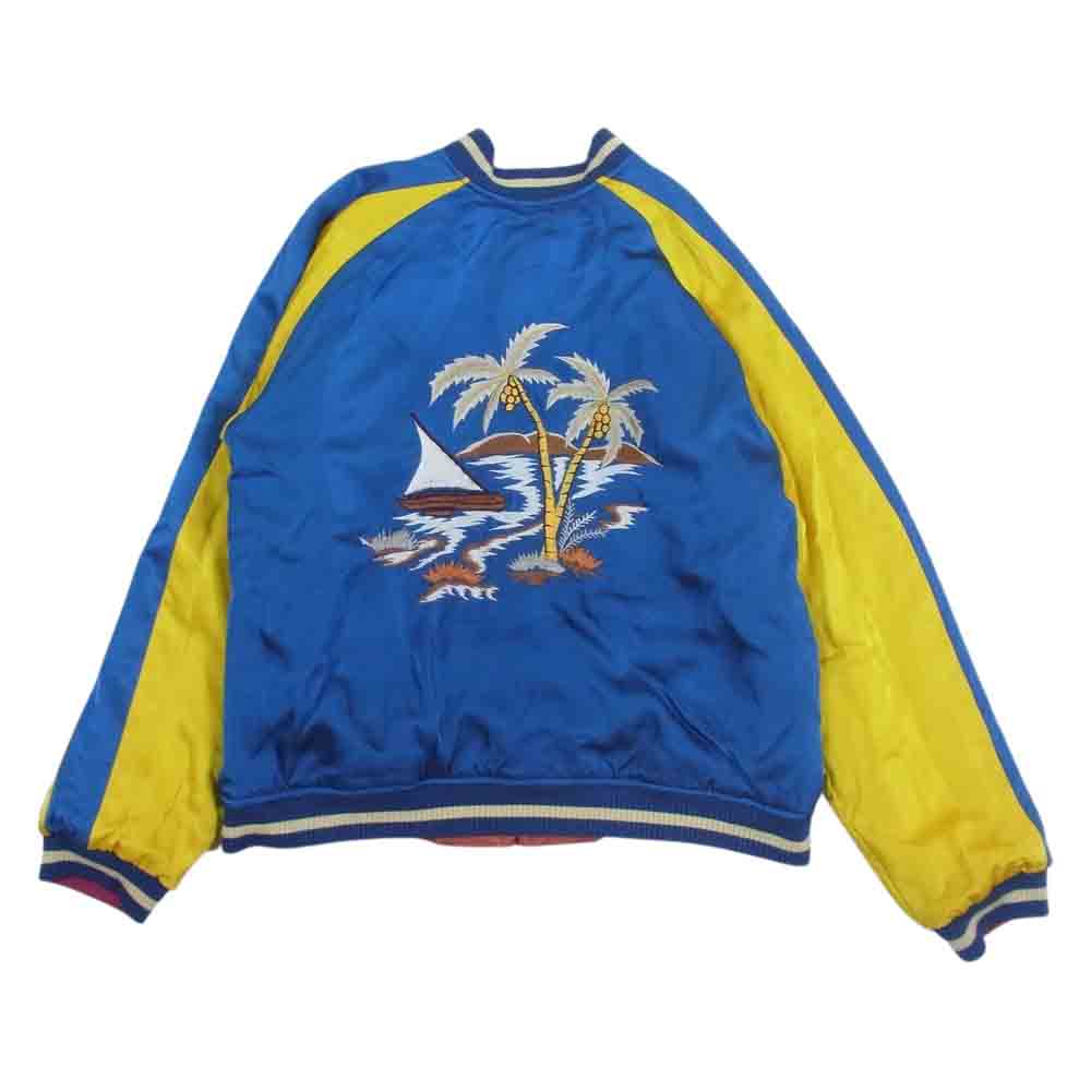 The REAL McCOY'S ザリアルマッコイズ MJ20026 明仙縫製 SUKA JACKET PHILIPPINES フィリピン スカ ジャケット スカジャン サテン×サテン 中綿無し エンジ系 ブルー系 42【中古】