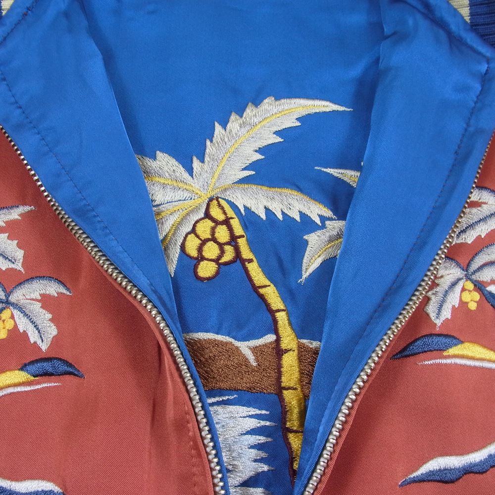 The REAL McCOY'S ザリアルマッコイズ MJ20026 明仙縫製 SUKA JACKET PHILIPPINES フィリピン スカ ジャケット スカジャン サテン×サテン 中綿無し エンジ系 ブルー系 42【中古】