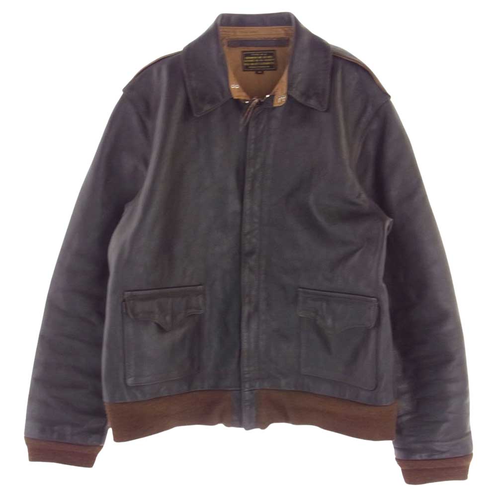 The REAL McCOY'S ザリアルマッコイズ MJ18101 TYPE A-2 ホースハイド タンニン鞣し ピグメント仕上げ REAL McCOY MFG. CO.  フライト ジャケット ブラウン系 44【中古】