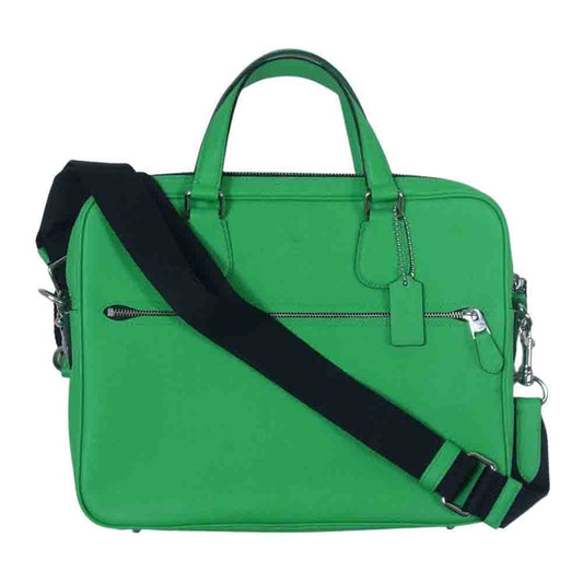 COACH コーチ 71710 ハドソン 5クロス グレインレザー 2WAY ブリーフケース バッグ グリーン系【中古】