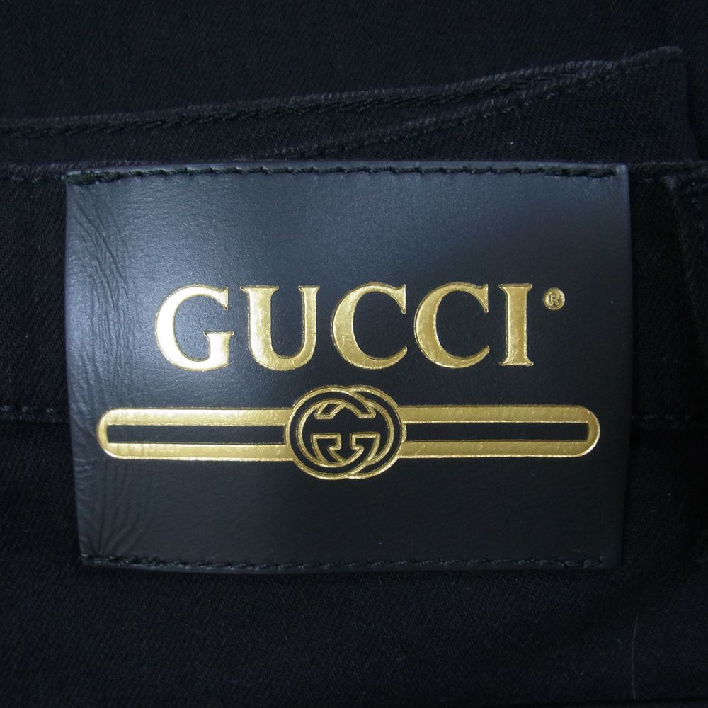 GUCCI グッチ ロゴパッチ クラシック ブラック デニム パンツ スキニー ジーンズ ブラック系 30【中古】