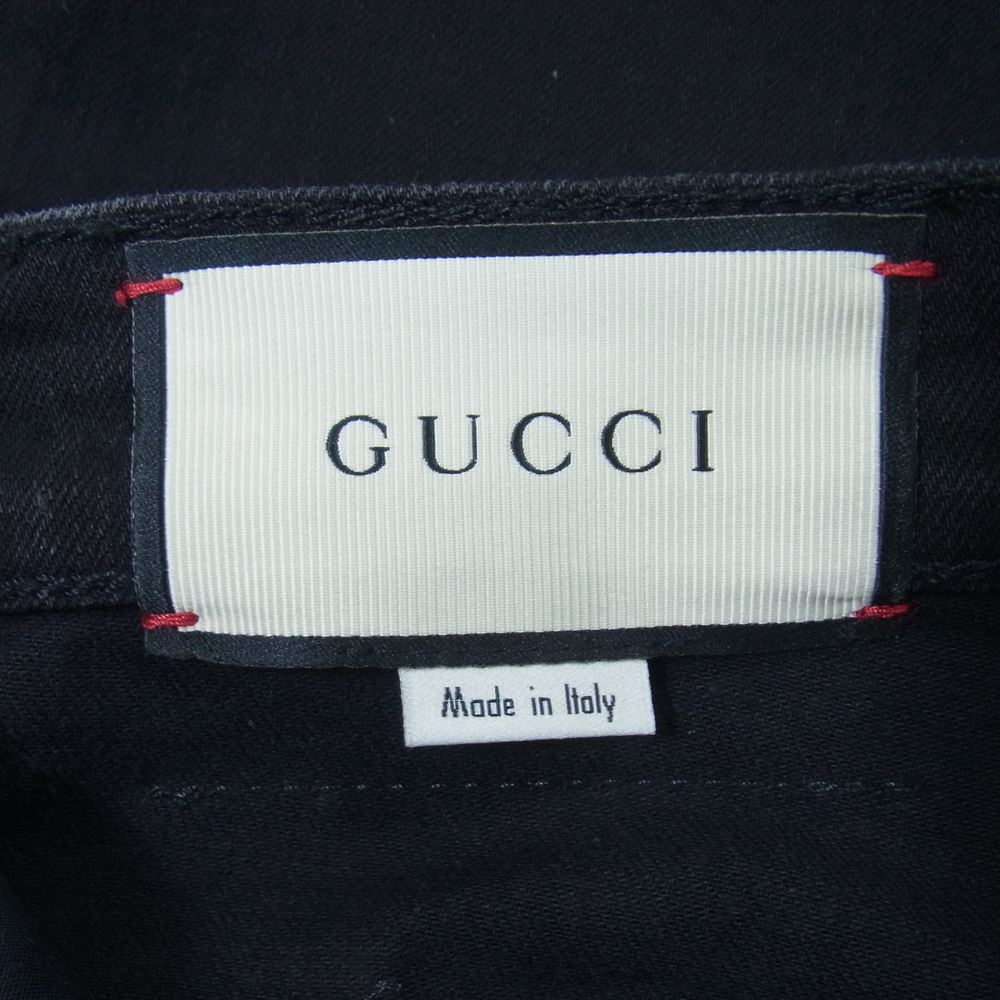 GUCCI グッチ ロゴパッチ クラシック ブラック デニム パンツ スキニー ジーンズ ブラック系 30【中古】