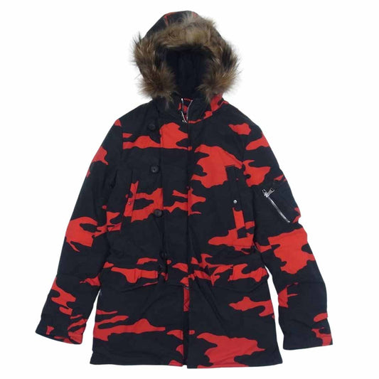 wjk ダブルジェイケイ 1820 CF37K N-3B PRIMALOFT プリマロフト カモ ジャケット ブラック系 レッド系 S【中古】
