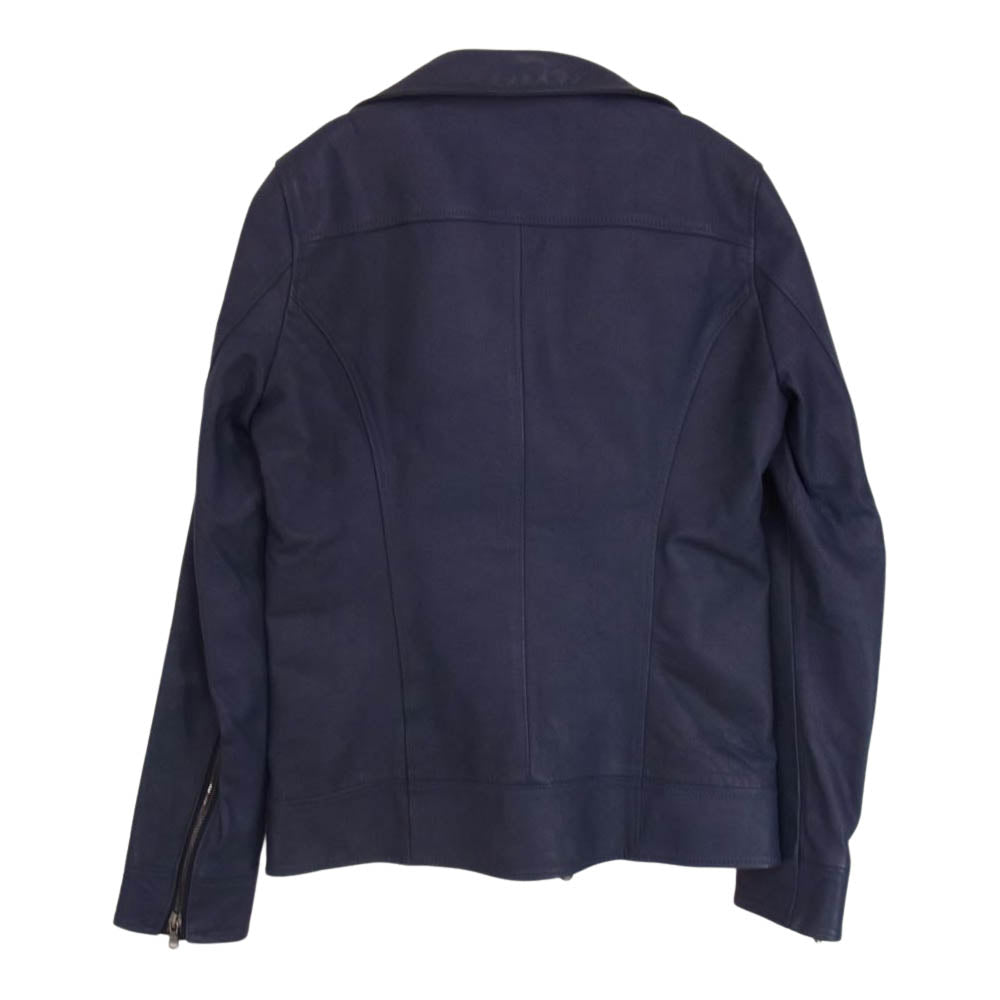 junhashimoto ジュンハシモト 17AW 1021720004 DOUBLE INNER RIDERS BABY CALF ベビーカーフレザー ダブル ライダース ジャケット ネイビー系 2【中古】