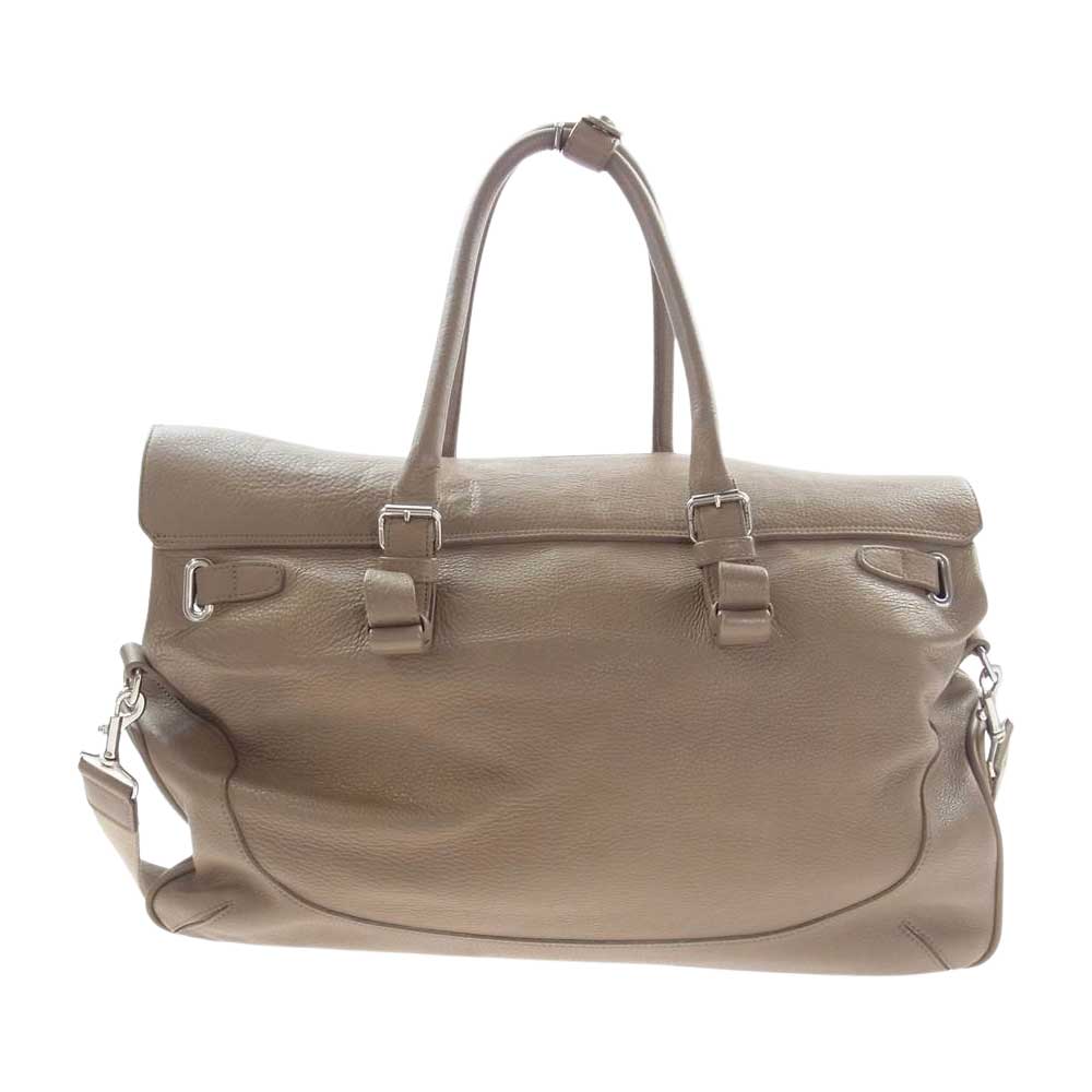 PELLE MORBIDA ペッレモルビダ Maiden Voyage メイデン ヴォヤージュ 被せ付き 2WAY レザー ショルダー ボストン バッグ ベージュ  ライトブラウン系【中古】