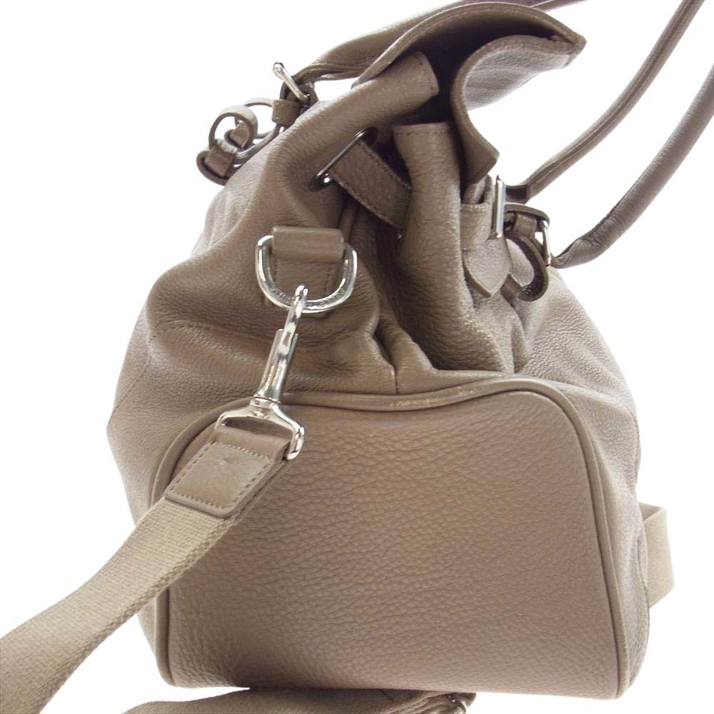 PELLE MORBIDA ペッレモルビダ Maiden Voyage メイデン ヴォヤージュ 被せ付き 2WAY レザー ショルダー ボストン バッグ ベージュ  ライトブラウン系【中古】