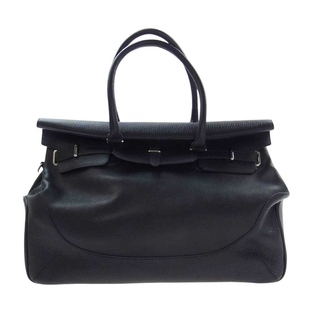 PELLE MORBIDA ペッレモルビダ Maiden Voyage メイデン ヴォヤージュ 被せ付き 2WAY レザー ショルダー ボストン バッグ ネイビー ブラック系【中古】