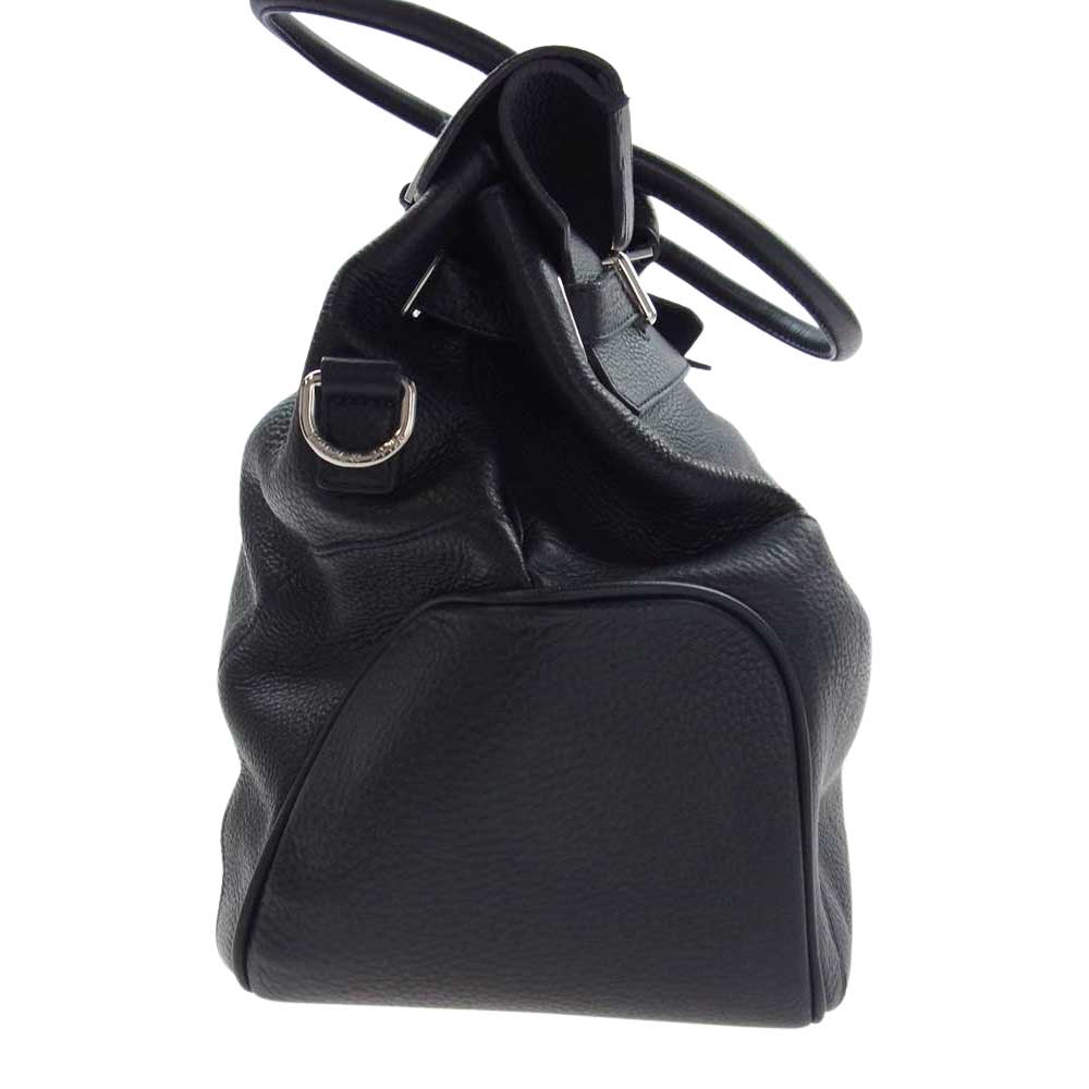 PELLE MORBIDA ペッレモルビダ Maiden Voyage メイデン ヴォヤージュ 被せ付き 2WAY レザー ショルダー ボストン バッグ ネイビー ブラック系【中古】