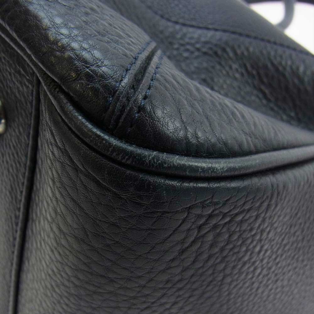 PELLE MORBIDA ペッレモルビダ Maiden Voyage メイデン ヴォヤージュ 被せ付き 2WAY レザー ショルダー ボストン バッグ ネイビー ブラック系【中古】