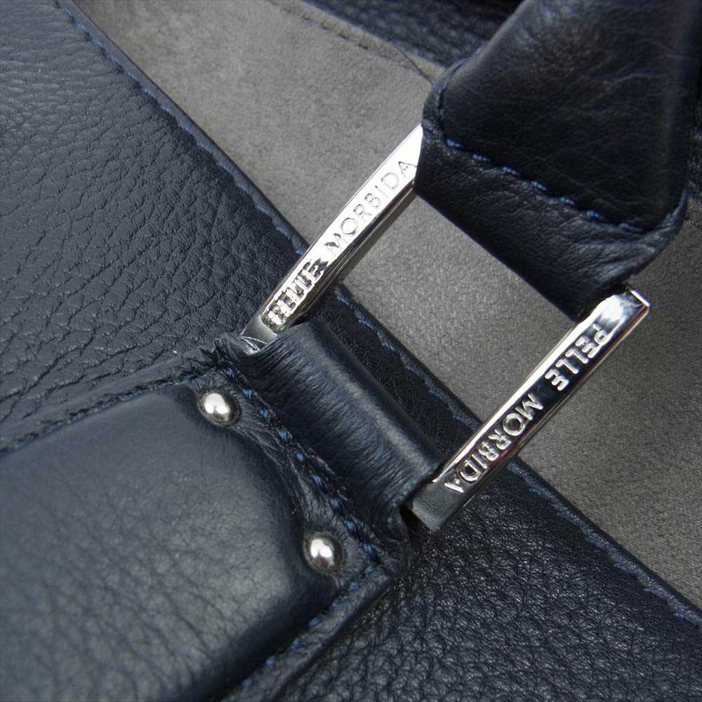 PELLE MORBIDA ペッレモルビダ Maiden Voyage メイデン ヴォヤージュ 被せ付き 2WAY レザー ショルダー ボストン バッグ ネイビー ブラック系【中古】