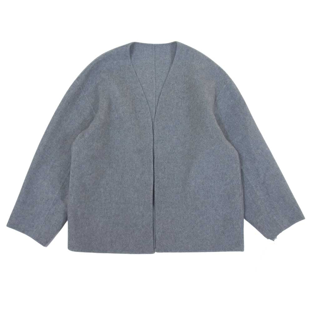 ニジュウサンク 6981014 MANTECO リバー ノーカラー ショート ウール コート ジャケット グレー系 36【極上美品】【中古】