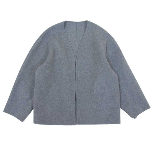 ニジュウサンク 6981014 MANTECO リバー ノーカラー ショート ウール コート ジャケット グレー系 36【極上美品】【中古】