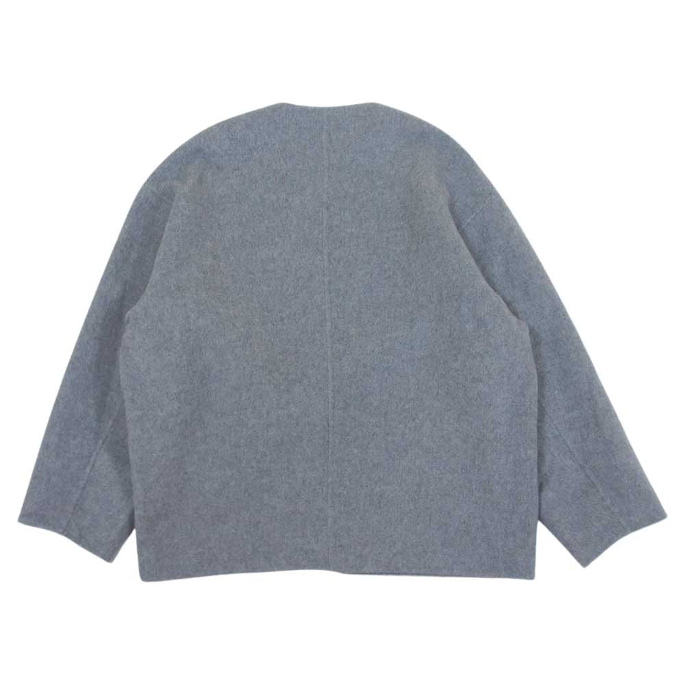 ニジュウサンク 6981014 MANTECO リバー ノーカラー ショート ウール コート ジャケット グレー系 36【極上美品】【中古】