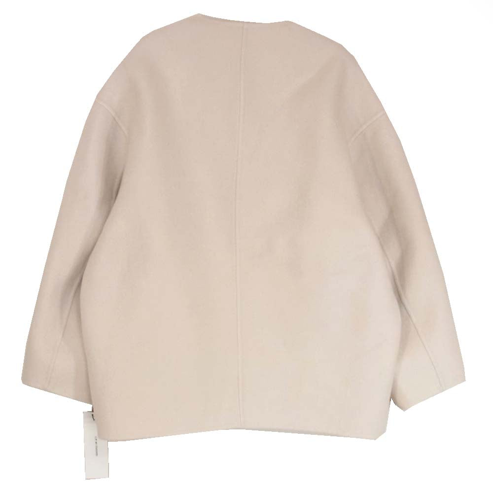 ニジュウサンク 6981744 MANTECO リバー ノーカラー ショート ウール コート ジャケット オフホワイト系 32【極上美品】【中古】