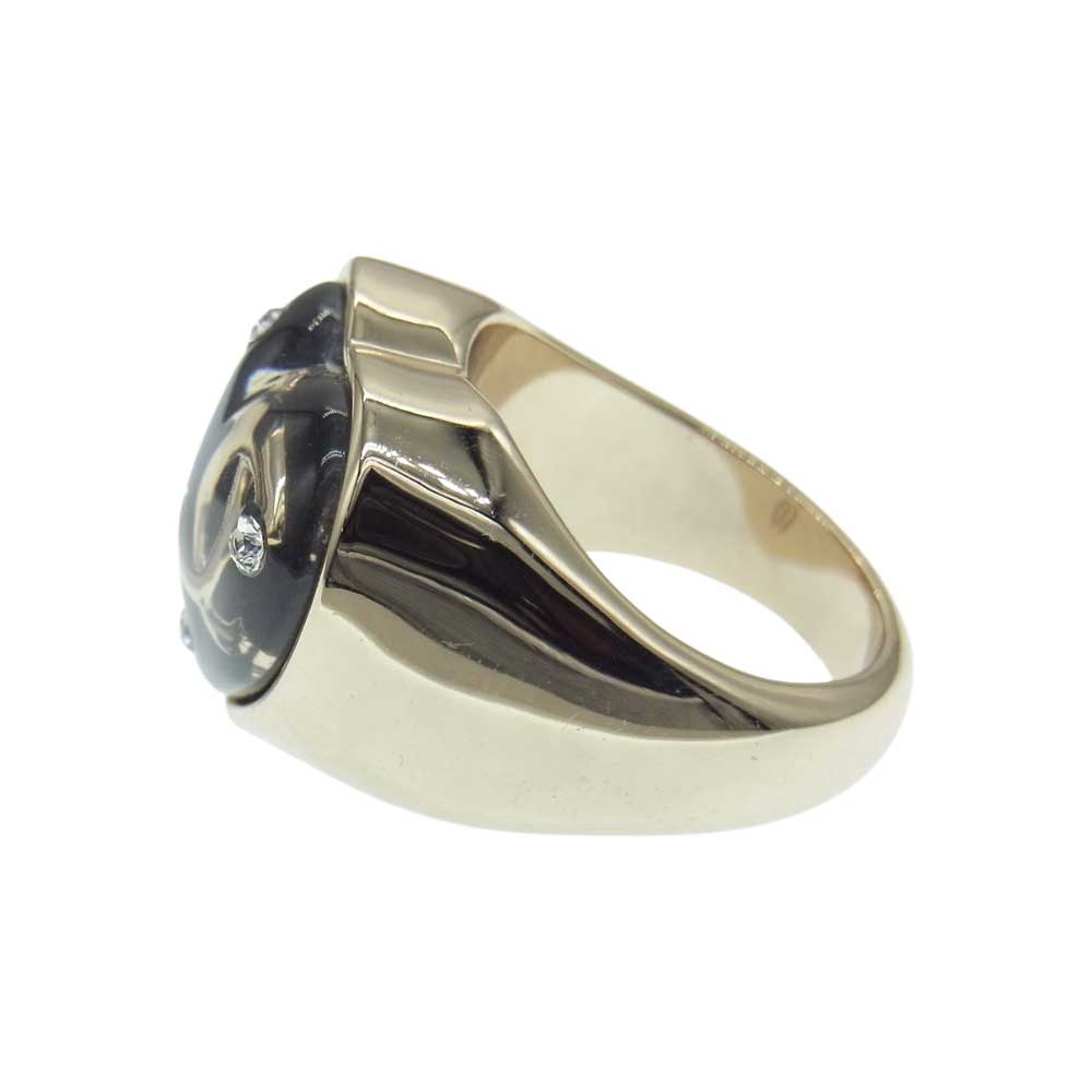 CHANEL シャネル D22 B ココマーク ラインストーン ハート リング シルバー系 16号【中古】