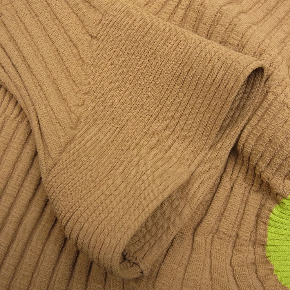 ISSEY MIYAKE イッセイミヤケ IM23KN251 リブ グロウ ハイネック ニット ベージュ系 イエロー系 2【美品】【中古】