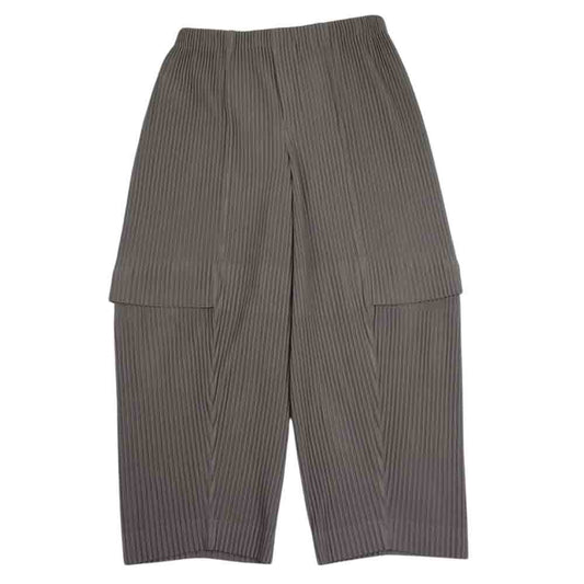 HOMME PLISSE ISSEY MIYAKE オム プリッセ イッセイミヤケ HP23JF144 プリーツ加工 クロップド カーゴ パンツ  ブラウン系 3【新古品】【未使用】【中古】