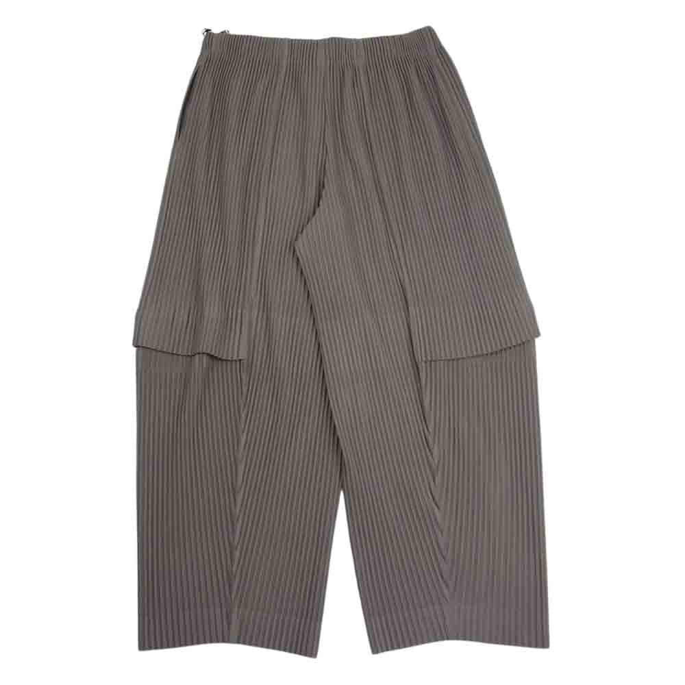 HOMME PLISSE ISSEY MIYAKE オム プリッセ イッセイミヤケ HP23JF144 プリーツ加工 クロップド カーゴ パンツ  ブラウン系 3【新古品】【未使用】【中古】