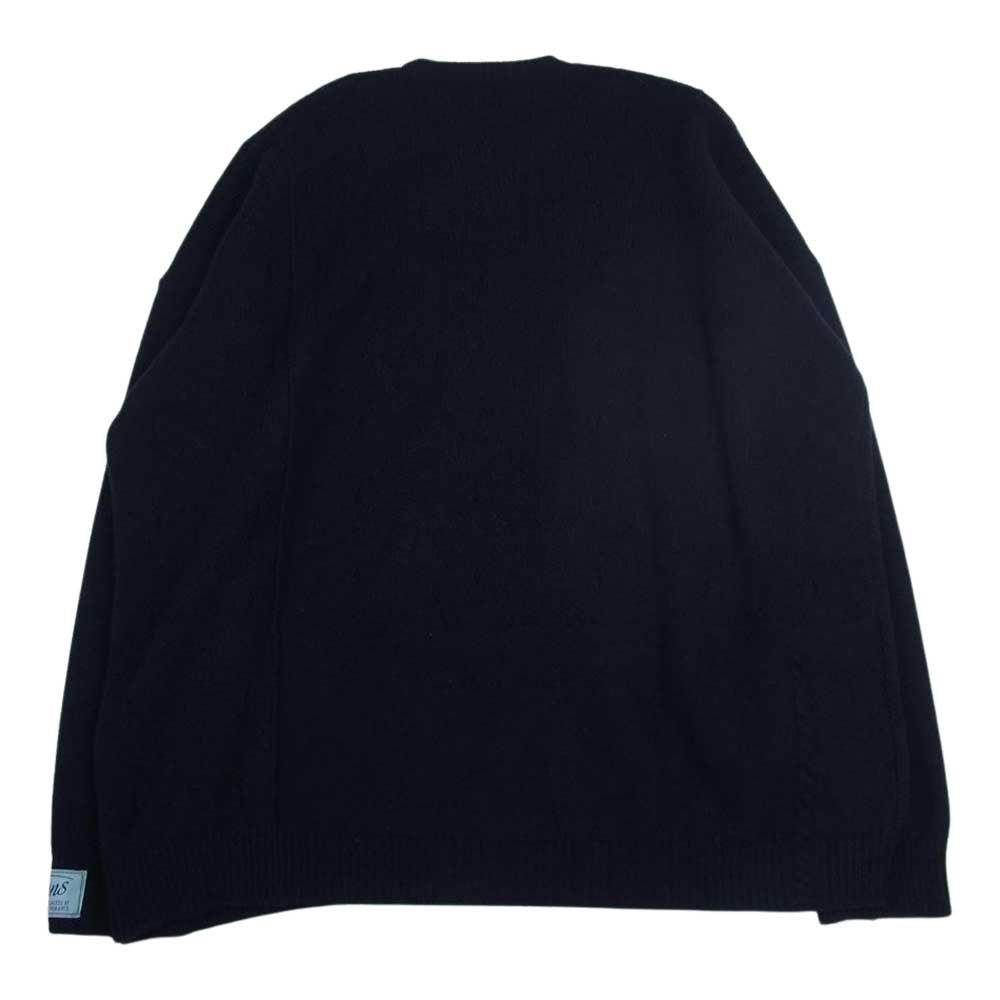 RAF SIMONS ラフシモンズ 22SS  BERLIN LOOSE FIT REVERSED BRAID SWEATER PRINTED FRONT オーバーサイズ フロントプリント ニットセーター ネイビー系 2【中古】