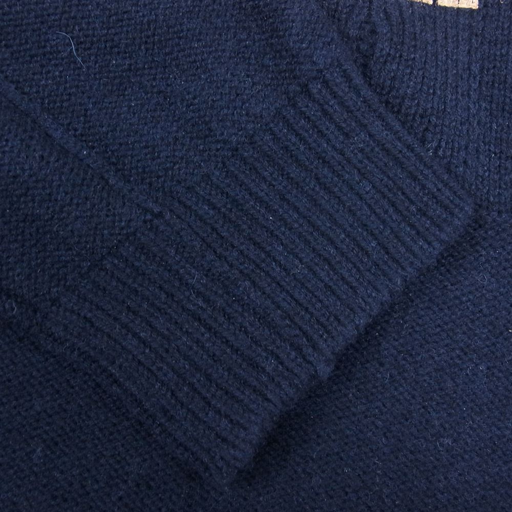 RAF SIMONS ラフシモンズ 22SS  BERLIN LOOSE FIT REVERSED BRAID SWEATER PRINTED FRONT オーバーサイズ フロントプリント ニットセーター ネイビー系 2【中古】