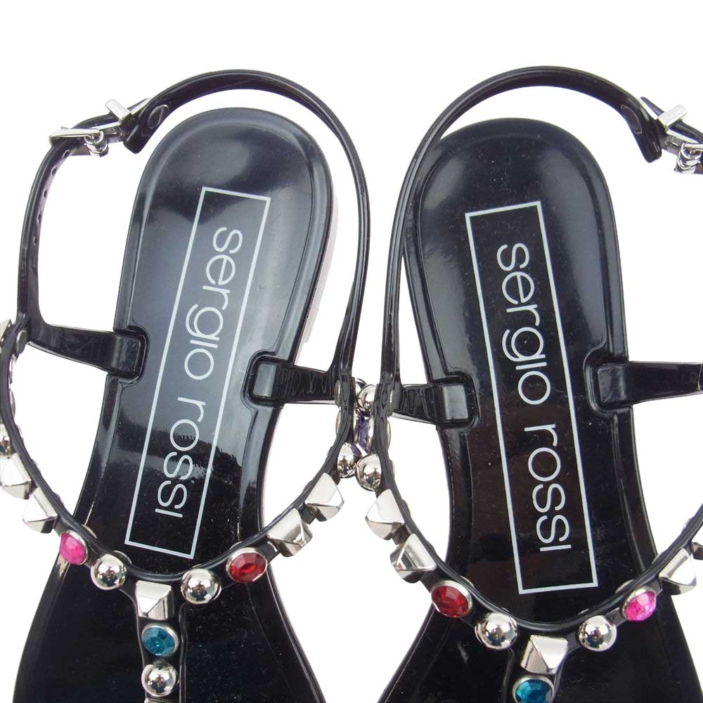 Sergio Rossi セルジオロッシ ストラップ スタッズ サンダル ブラック系【中古】