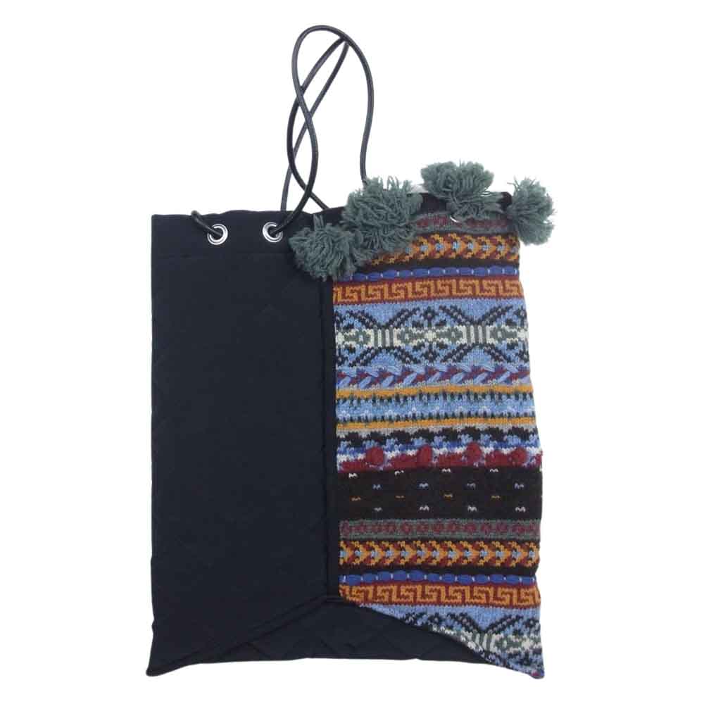 KEITA MARUYAMA ケイタマルヤマ Flower field JQD Knit 巾着 バッグ  ブラック系【中古】