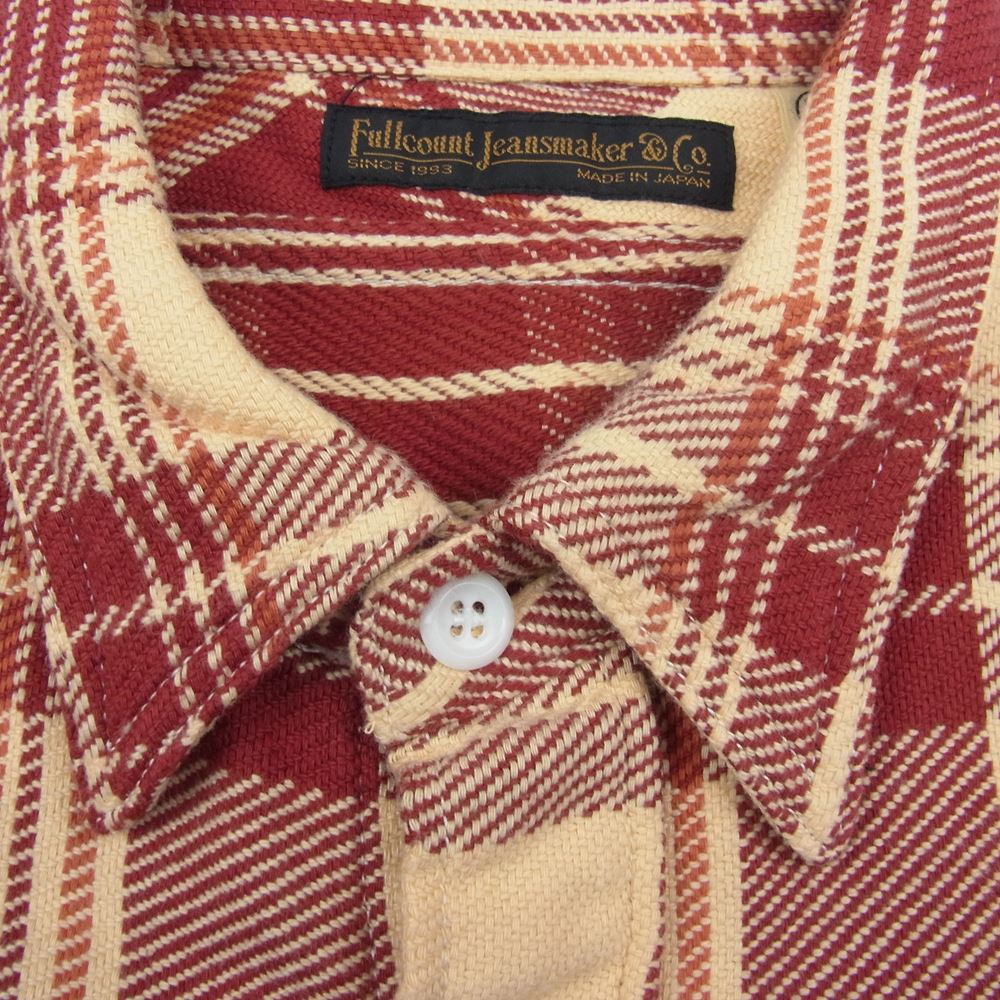 FULLCOUNT フルカウント Original Check Nel Shirts Walsh フランネル チェック シャツ エンジ系 38【中古】