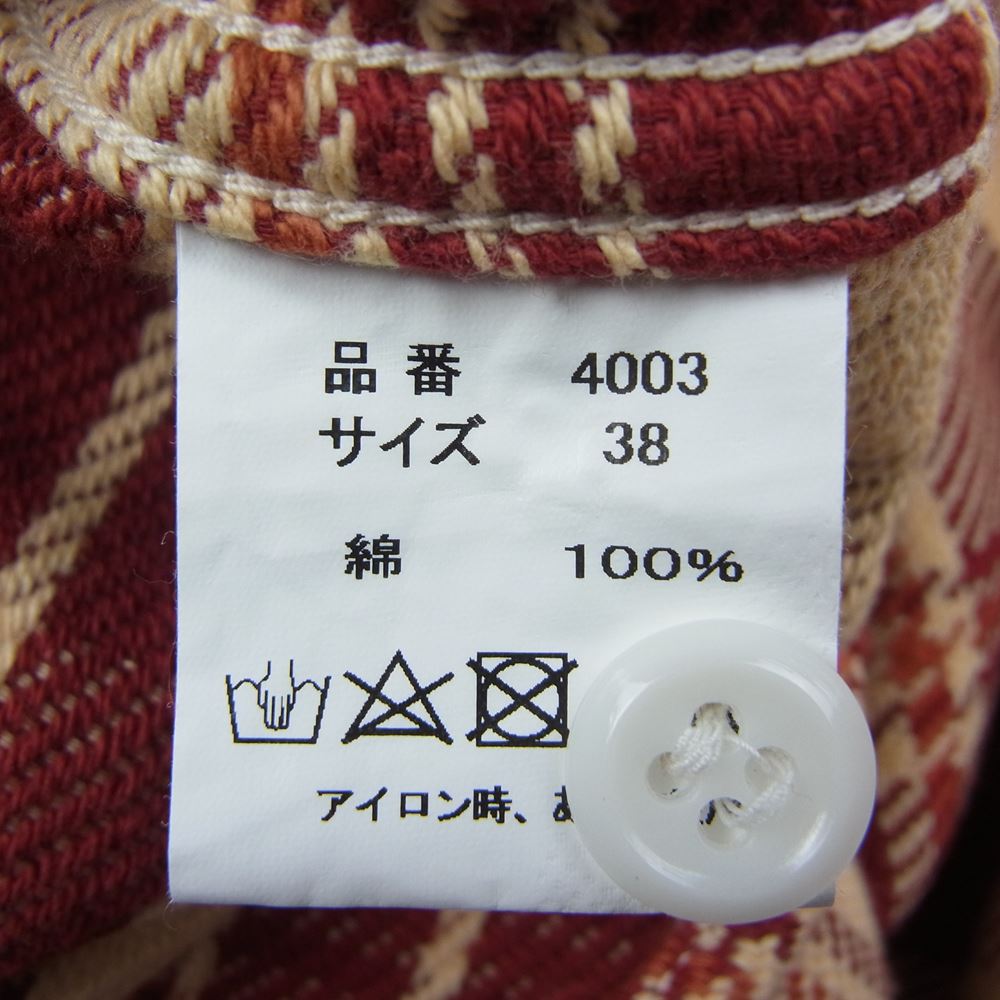 FULLCOUNT フルカウント Original Check Nel Shirts Walsh フランネル チェック シャツ エンジ系 38【中古】